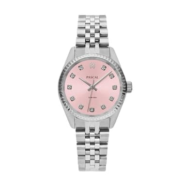 PASCAL Timeless Classic Diamond Watch for Women– Swiss Quartz Watch with Lab-Grown Diamonds, Sapphire Crystal, Elegant Dress Watch Gift,10 ATM Water Resistant, Fits 6.5"-9.5" Wrists (Pink, 31mm)