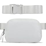 𝗙𝗟𝗬𝗢𝗢𝗞 Unisex Mini 𝗕𝗲𝗹𝘁 𝗕𝗮𝗴 and Extender Strap, Adjustable Strap Nylon Cross Body Sling Bag for Workout, Running, Traveling, Hiking. (White)