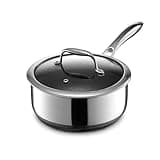 HexClad Hybrid Nonstick 3-Quart Saucepan with Tempered Glass Lid, Stay-Cool Handle, Dishwasher-Friendly, Oven-Safe Up to 900°F, Induction-Ready, Compatible with All Cooktops