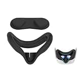 Esimen VR Silicone Mask Face Cover for Meta Quest 3S Accessories, Face Pad Cushion, Lens Protector, Nose Guard, Sweatproof, Washable, Lightproof, Anti-Leakage (Black)