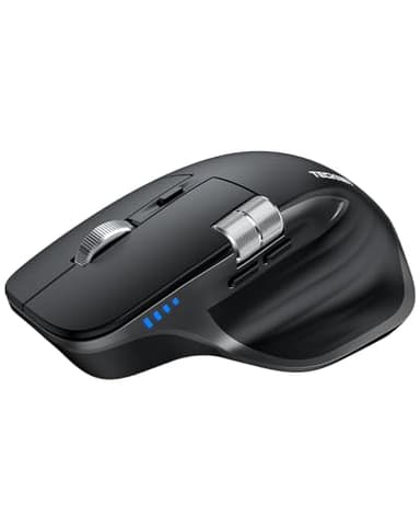TECKNET Wireless Mouse, Bluetooth Mouse (BT5.0/5.0 & 2.4G) Rechargeable Ergonomic Optical Mouse with 6 Adjustable DPI, Side Scroll, Quiet Clicks, USB A Receiver, 7 Buttons, Wide Compatibility - Black