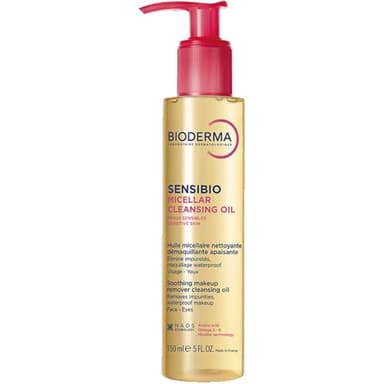 Bioderma Sensibio Micellar Cleansing Oil, 1st Ecobiological Micellar Formula Gentle Face Cleanser That Deeply Cleanses, Soothes & Nourishes Skin with Oil-to-Milk Texture, Fragrance-Free, 5 Fl Oz