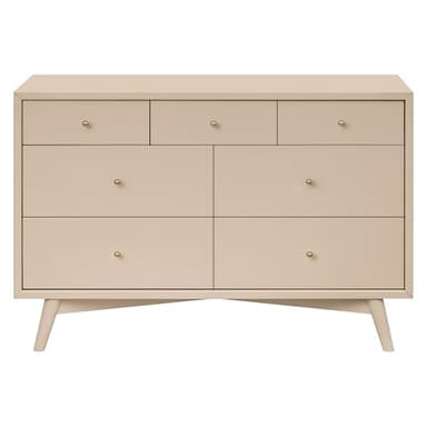 Babyletto Palma 7-Drawer Assembled Double Dresser in Taupe, Greenguard Gold Certified