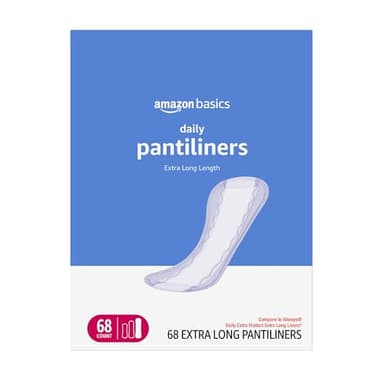 Amazon Basics Daily Pantiliner, Extra Long Length, Thin Feminine Pads for Women, Unscented, Leak Protection, Daily Use, 68 Count (Previously Solimo)