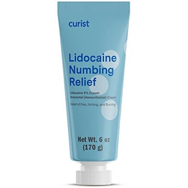 Curist 5% Lidocaine Numbing Cream - 6 oz (170 g) XL Tube - Soothing Numbing Cream for Temporary Discomfort, Itching, and Burning from Hemorrhoids Lidocaine 5% (1 Pack - 6 oz Tube)