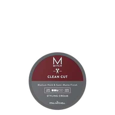 MITCH by Paul Mitchell Clean Cut Styling Cream for Men, Medium Hold, Semi-Matte Finish, For All Hair Types + Short to Medium Hair, 3 oz.