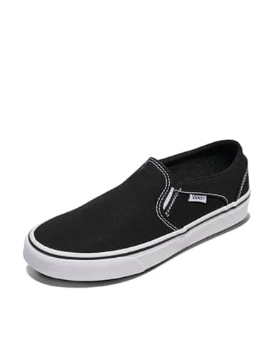 Vans Women's Asher Slip-On Shoe - Casual Sneakers for Walking, Fashion & Work. (Canvas) Black/White. 8.5