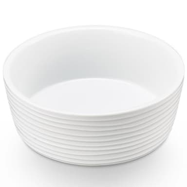 7.6" Non-Slip Ceramic Dog Bowl, 47 Oz Heavy-Duty Dog Food/Water Dish, Pet Feeding Bowl for Small and Medium Dogs, Food Grade Porcelain Pet Feeder Bowl, Microwave and Dishwasher Safe, White
