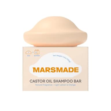 Marsmade Castor Oil Shampoo Bar Hydrating & Moisturizing Natural Hair Soap for Bathing, Hair Growth & Scalp Nourishment, Solid Shampoo for All Hair Types (120g, 4.23 oz)