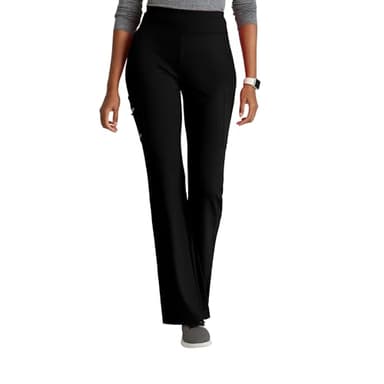 BARCO One Performance Knit Sprint Scrub Pant for Women – Black, 7-Pocket High-Rise Yoga Pants with 360 Spandex Stretch & Moisture Wicking Fabric – Large, Regular Fit