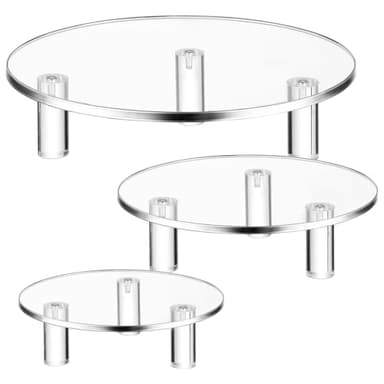 3 Pcs Round Acrylic Display Riser Clear Round Stands Clear Pedestal Riser Board for Cake Plant Dessert Jewelry Collectibles Cupcakes Figures Organizer Home Decor Wedding Birthday Party(6'',8'',10'')