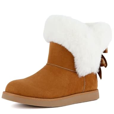 Juicy Couture Women's Slip On Winter Snow Boots Warm & Insulated Fur Lining Comfortable Fashion Booties-King 2-Chestnut-7