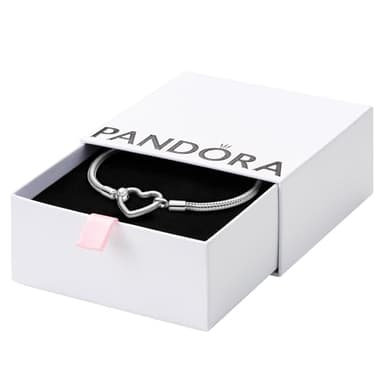 PANDORA Moments Heart Clasp Snake Chain Bracelet - Charm Bracelet for Women - Compatible Moments Charms - Sterling Silver - 6.7" - With Gift Box