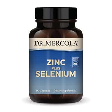 Dr. Mercola Zinc Plus Selenium - Mineral Blend Supplement - for Immune, Brain & Respiratory Support - Contains Zinc Glycinate Chelate & Copper - GMO-Free & Gluten-Free - 90 Capsules (90 Servings)
