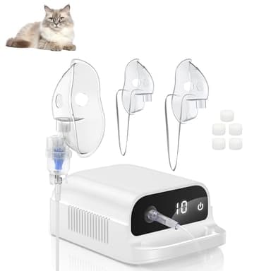 Smart Digital Display Pet Nebulizer for Dogs and Cats, Quiet Compressor Device with Timer, Portable Care System - 0271