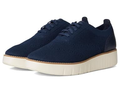 Cole Haan Women's Grand City Platform Stitchlite Oxfords, Navy Knit/Ivory, 10-C US