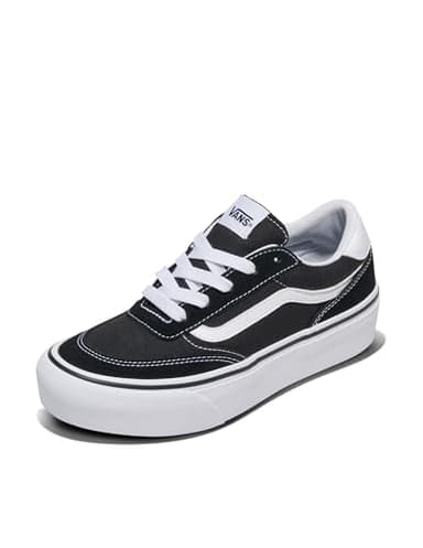 Vans Women's Brooklyn LS Platform Shoe - Chunky Sneakers for Casual Fashion. Suede/Canvas Black/White. 8