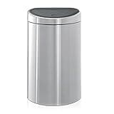 Brabantia Recycling Twin Touch Bin with Plastic Buckets, 10 L and 23 L - Matt Steel by