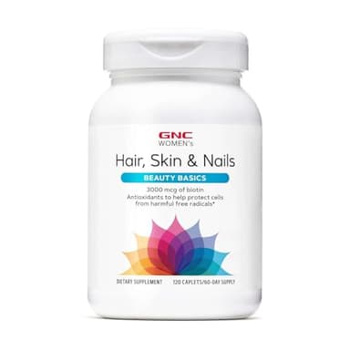 GNC Women's Hair, Skin & Nails | Daily Multivitamin Blend | Biotin (3,000 mcg), Hyaluronic Acid, Vitamins C & E with Niacin | Added Antioxidants | Supports Womens Health and Beauty | 120 Caplets