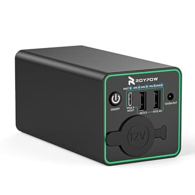 RoyPow 30W PD Portable Charger with 12V 10A Constant Voltage Cigarette Lighter Socket, 86.58Wh USB C Laptop Power Bank, 18W QC & 12V DC Battery Pack, Perfect for Dash Cam Astrophotography or Camping