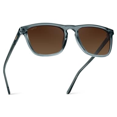 WearMe Pro - Polarized Lens Square Modern Sunglasses for Men (Crystal Stone Blue/Brown Gradient Lens)