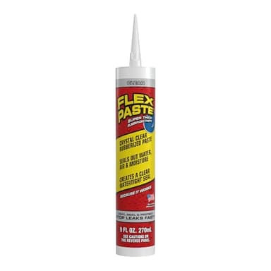 Flex Paste, Waterproof Paintable Putty, Spackle Sealant, Fill Gaps Cracks Holes - Block Out Water and Air - UV Resistant - Walls, Drywall, EPDM, Concrete, Roof, RV Repairs, Clear, Cartridge