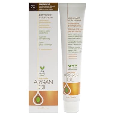 One N' Only Permanent Hair Color - Permanent Hair Dye Made with Argan Oil - Delivers Rich, Accurate Tones with Gray Coverage - Improves Moisture & Elasticity - 7G Medium Golden Blonde (3 oz)