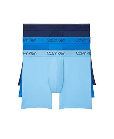 Calvin Klein Men's Micro Stretch 3-Pack Boxer Brief, New Navy, Artesian Blue, Blue Paradise, M