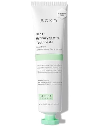 Boka Fluoride Free Toothpaste, Nano Hydroxyapatite Toothpaste, Appropriate for Sensitive Teeth - for Adult Oral Care - Ela Mint Flavor, 4 Fl Oz 1Pk US Manufactured
