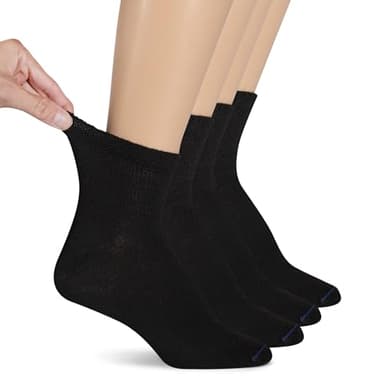 Dr. Scholl's Women's 4 Pack Diabetic and Circulatory Non Binding Ankle Socks, Black, Shoe Size: 4-10
