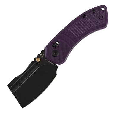 KANSEPT Korvid V Pocket Knife, 2.91'' America Blackwash D2 Blade, Purple G10 with Diamond Pattern Handle, Thumb Stud with Crossbar Lock, Double Sided Clip for EDC Camping Folding Knives TE2030V3