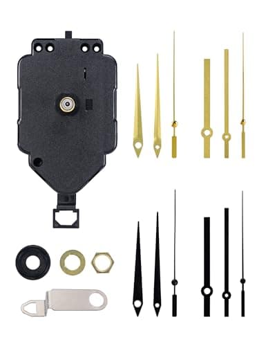 Sangtai 6168 Quartz Pendulum Clock Movement Mechanism Kit with 4 Sets of Hands, DIY Replacement/Repair for Wall Clocks, Battery Powered Step Type Clock