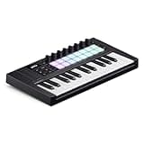 Novation Launchkey Mini 25 [MK4] — Portable 25 Mini-Key, USB, MIDI Keyboard Controller with DAW Integration. Chord Mode, Scale Mode, Drum Pads, and Arpeggiator. Includes Music Creation Software Bundle