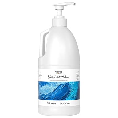Nicpro Professional Effects Fabric Medium, 33.8oz Bottle with Pump, Fabric Painting Acrylic Fluid Medium, Improves Acrylic Paint Adhesion to Fabrics, Textiles for DIY Clothing, T-shirts, Shoes Jeans Bags