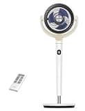 Dreo Standing Fan For Bedroom, 120°+120°Omni-directional Oscillating Fan, 85 ft Circulator With Remote, DC Motor Quiet Pedestal Room Fans, 8 Speeds, 3 Modes,8H Timer, PolyFan 502 White