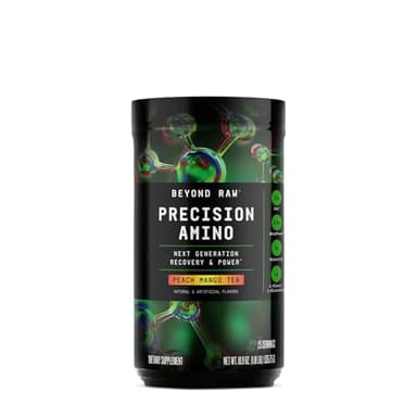 BEYOND RAW Precision Amino | Recovery & Power Amino Acid Formula | Fuel Muscles | Enhance Hydration | Peach Mango Tea | 25 Servings