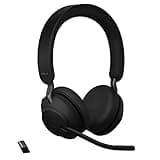 Jabra Evolve2 65 MS Wireless Headphones with Link380a, Stereo, Black – Wireless Bluetooth Headset for Calls and Music, 37 Hours of Battery Life, Passive Noise Cancelling Headphones