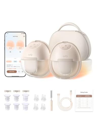 eufy Security Heated Wearable Breast Pump S1 Pro, Slim Hands-Free with Industry-Leading HeatFlow Tech, Wireless Charging Case, App-Controlled OptiRhythm, Hospital-Grade Suction, in-Bra Use