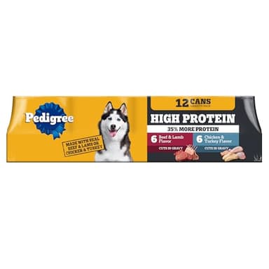 Pedigree High Protein Wet Food Beef Lamb & Chicken Turkey in Gravy Variety Pack 13.2 oz. Cans 12 Count