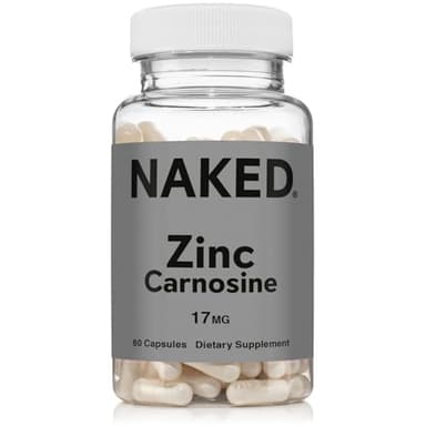 Naked Zinc Carnosine - Gut Lining, Immune Function and Stomach Support Supplement, Vegan, Gluten-Free, 17mg - 60 Capsules