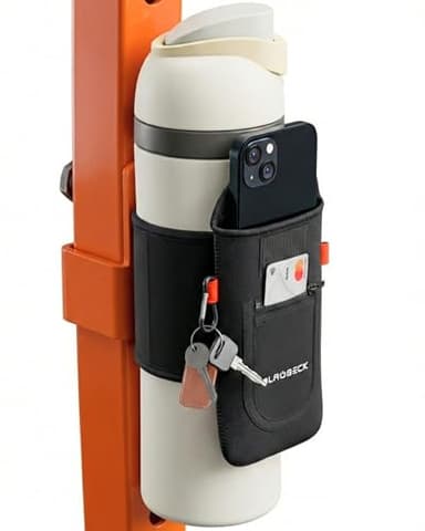 Magnetic Water Bottle Sleeve Bag and Large Pocket Phone Holder for Gym - Black Pouch with 4 Magnets - Attach it to Any Gym Equipment & Golf Carts - Gym Essentials - Water Bottle NOT Included