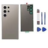 Galaxy S24 Ultra Rear Back Glass Replacement Compatible with Samsung Galaxy S24 Ultra, Galaxy S24 Ultra 5G Back Glass Replacement with Pre-Installed Camera Lens + Adhesive+Repair Tool Kits(Light Gray)