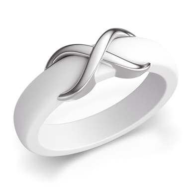 ThunderFit Silicone Rings Wedding Bands for Women with Gold-Plated Infinity Accent, 6.7mm Wide, 3.4mm Thick, Women's Rubber Engagement Bands, Variety Multipack 1-16
