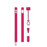 siduater Silicone Sleeve for Apple Pencil 1st Generation, Ultra Light Pen Skin Case Accessories Soft Protective iPad Pencil Grip Holder with 2 Nib Covers 1 Cable Adapter Tether, Magenta