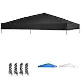 GOTRUTH 10×10 Canopy Replacement Top Cover, Pop Up Canopy Tent Cover for Straight Leg Frame, Waterproof Canopy Top with Windproof Ropes for Garden Patio Camping (Top Only) (Black)
