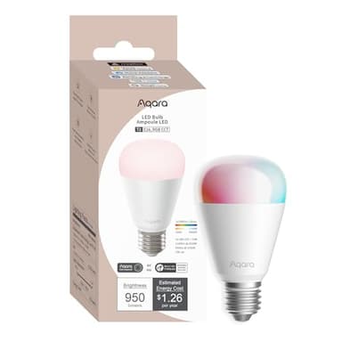 Aqara Thread/Zigbee Smart LED Light Bulb T2 E26, Tunable White (2000K-9000K), RGB Color Changing Light Bulb with 16 Million Colors, 75W Equivalent, Matter, Works with HomeKit, Alexa, Google