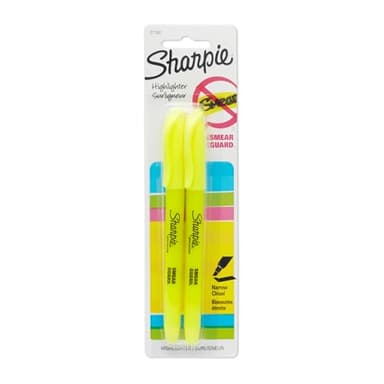 Sharpie Accent Pocket-Style Highlighters, 2 Fluorescent Yellow Highlighters (27162PP)