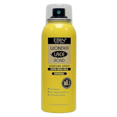 EBIN NEW YORK Wonder Lace Bond Adhesive Spray Original - Extra Mega Hold 2.7oz/ 80ml | Daily Use, Fast Drying, No Residue, No Build-up, Powerful Hold, All-day Hold, Daily Wig Application