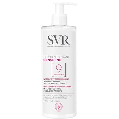 SVR Sensifine Soothing Cleanser & Makeup Remover for Face, Eyes and Lips - Gentle Melting Gel Cream that Leaves the Skin Clean, Soft & Comfortable. Specifically Designed for Sensitive Skin, 13.5 fl.oz