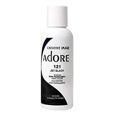 Adore Semi Permanent Hair Color (121 Jet Black) (2 Pack) | Vegan & Cruelty-Free Black Hair Dye | No Ammonia, No Peroxide, No Alcohol | 4 Fl Oz